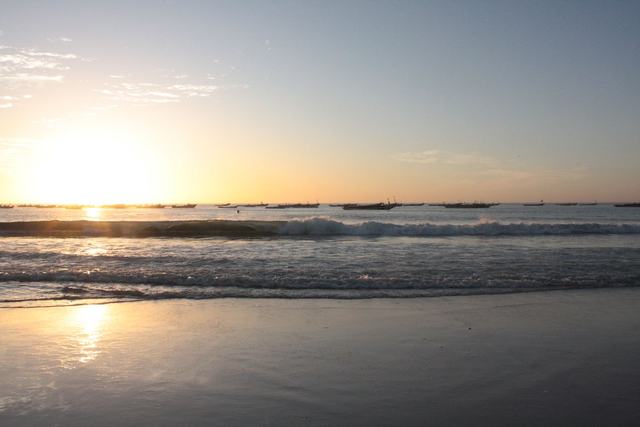 Soleil bas sur la mer au Banc d'Arguin